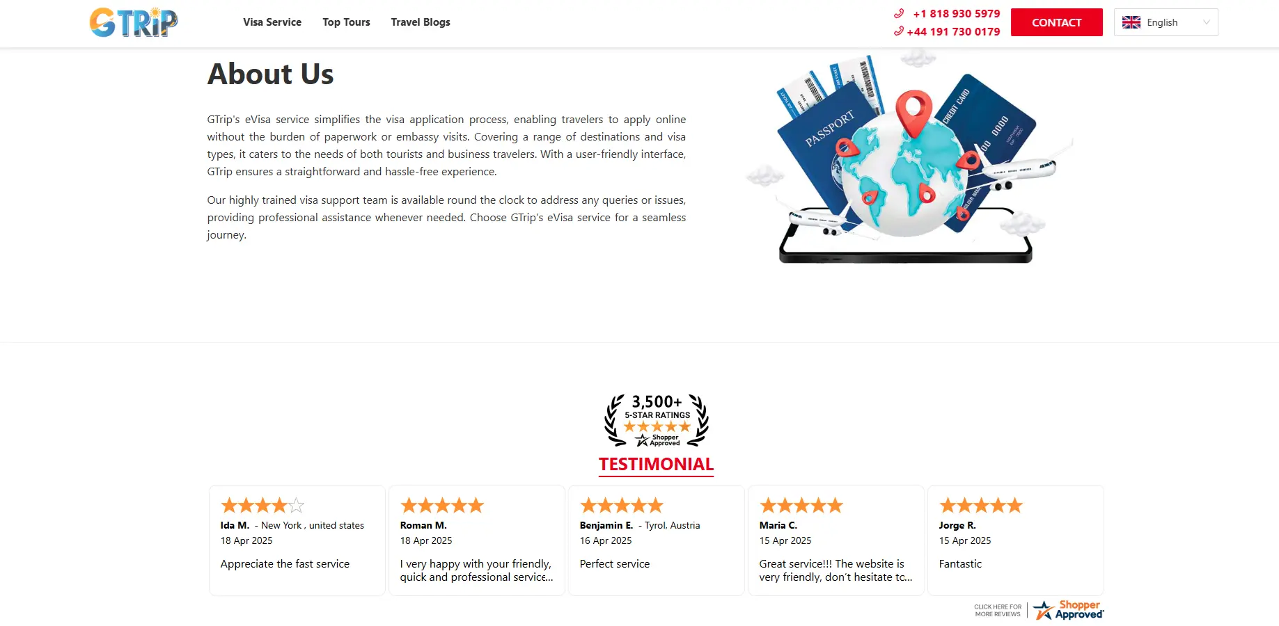 evisatravel.org website screenshot